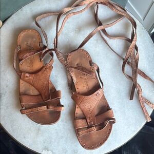 Free people gladiator strappy brown sandals